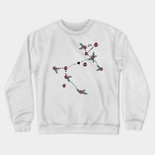 Canis Major (Greater Dog) Constellation Roses and Hearts Doodle Crewneck Sweatshirt